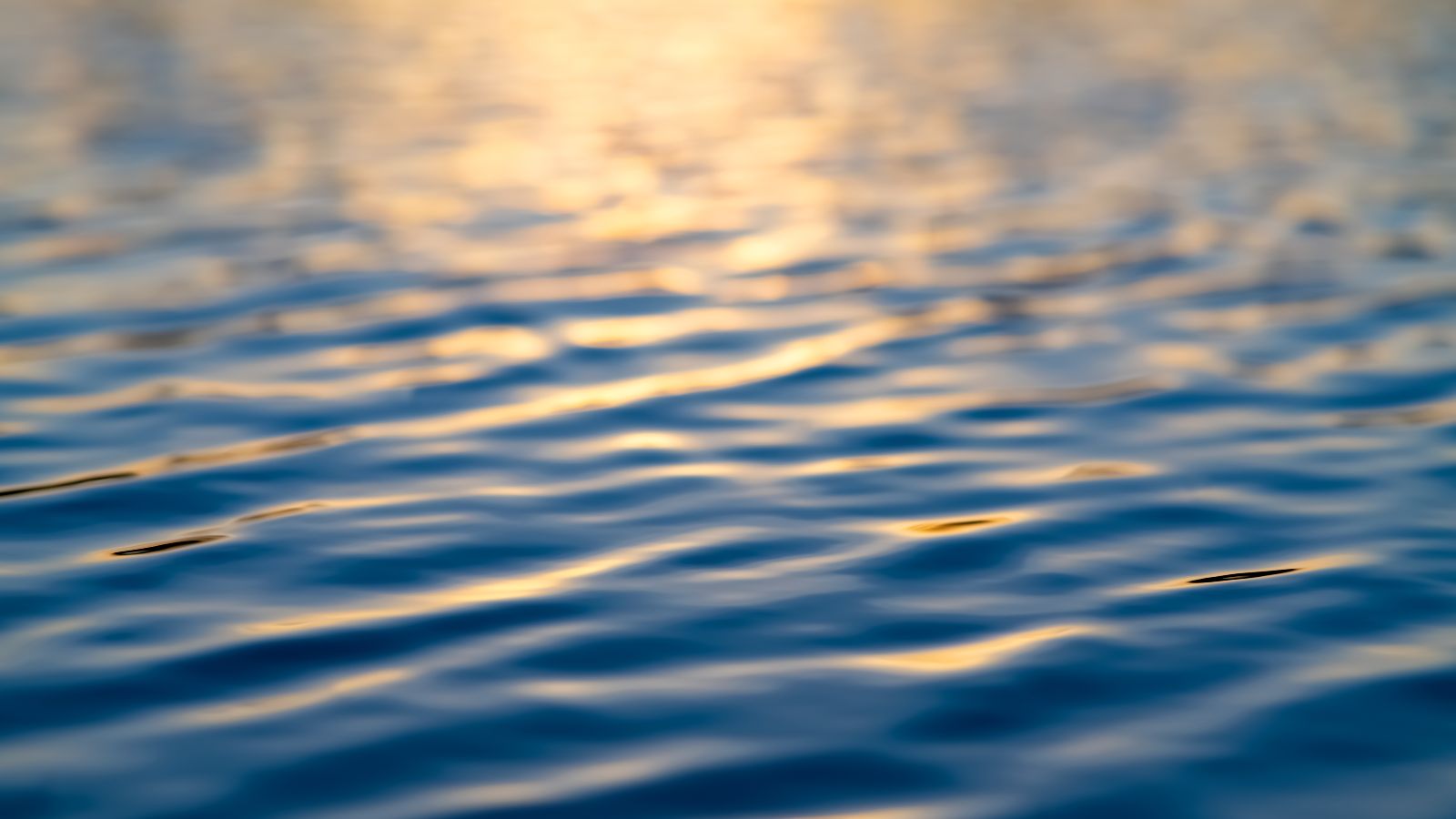 Wasseroberfläche mit sich spiegelndem Licht auf leichten Wellen