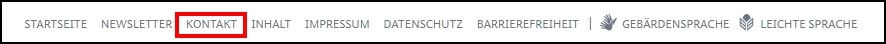 Das Bild zeigt die Navigation der Seite zum Kontakt.